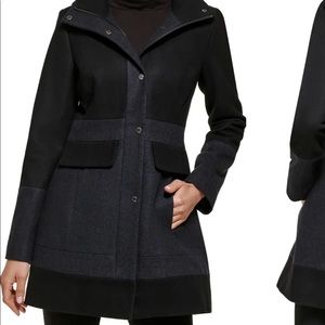 Guess black and grey wool blend coat